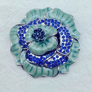 April Cornell Blue and Green Floral Brooch